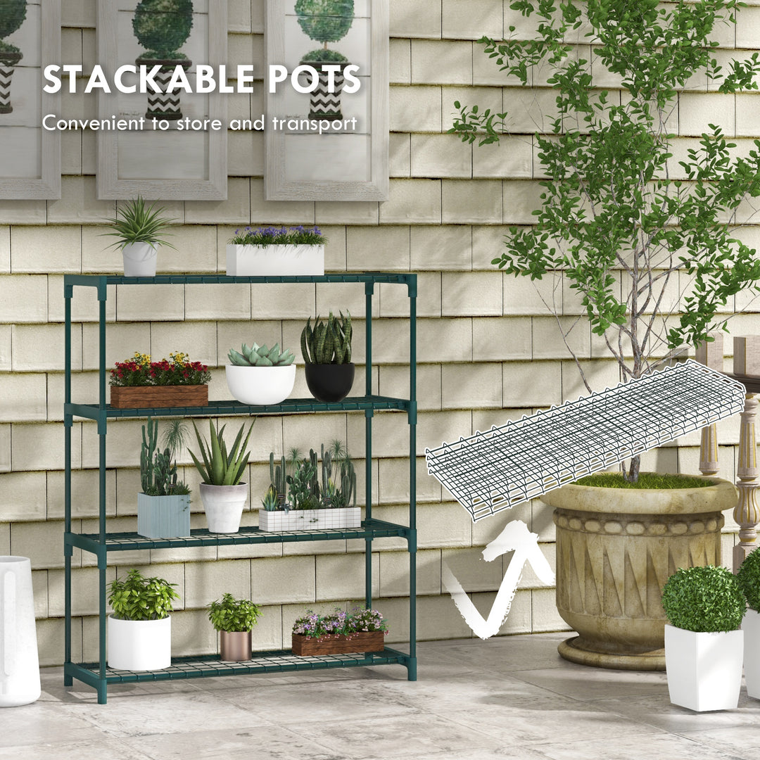 Four-Tier Steel Plant Shelf - Black