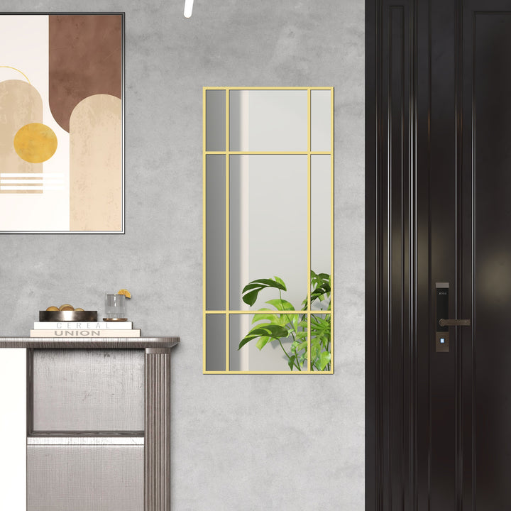 Rectangular Mirror Wall Decor with Gold Frame