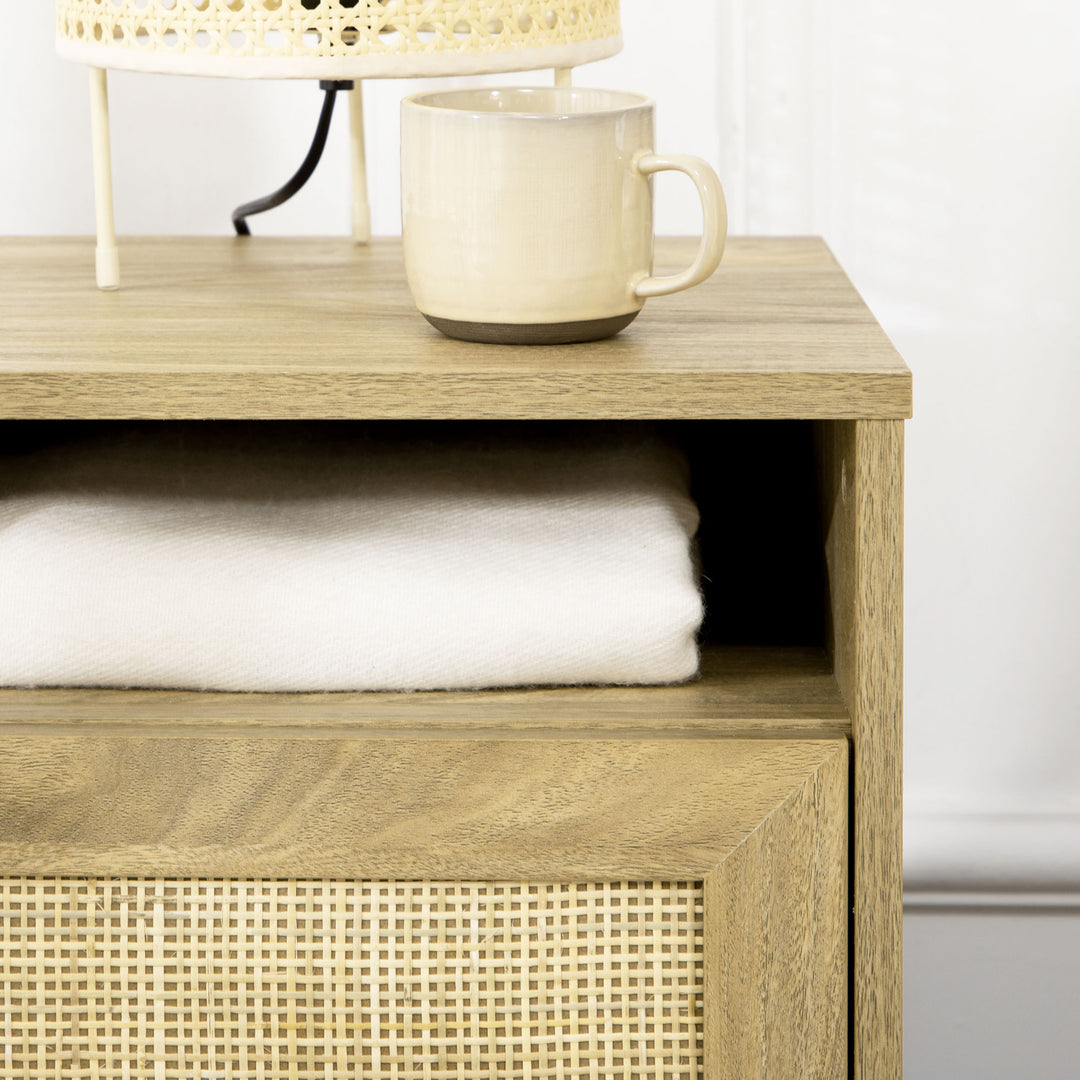 Bedside Table with Rattan Element