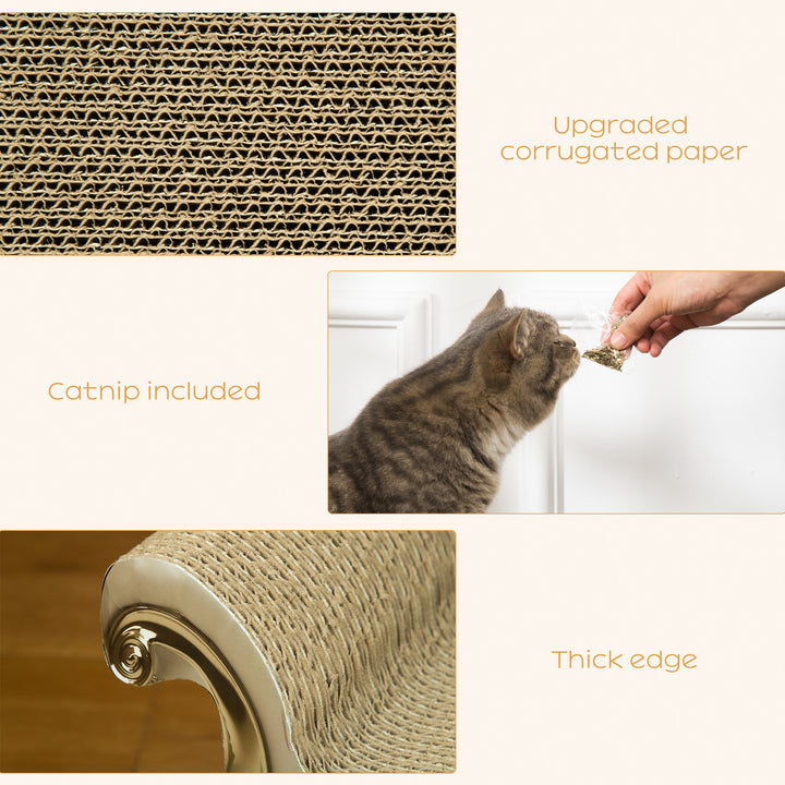 Cat Corrugated Paper Scratching Bed Pad Board Toy Pet Furniture with Catnip Brown