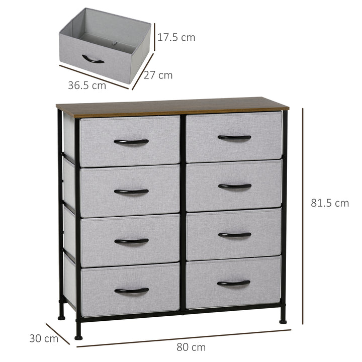 Dresser Fabric Drawers w/ 8 Linen-Feel Foldable Drawers & Metal Frame for Storage in Dining & Living Room