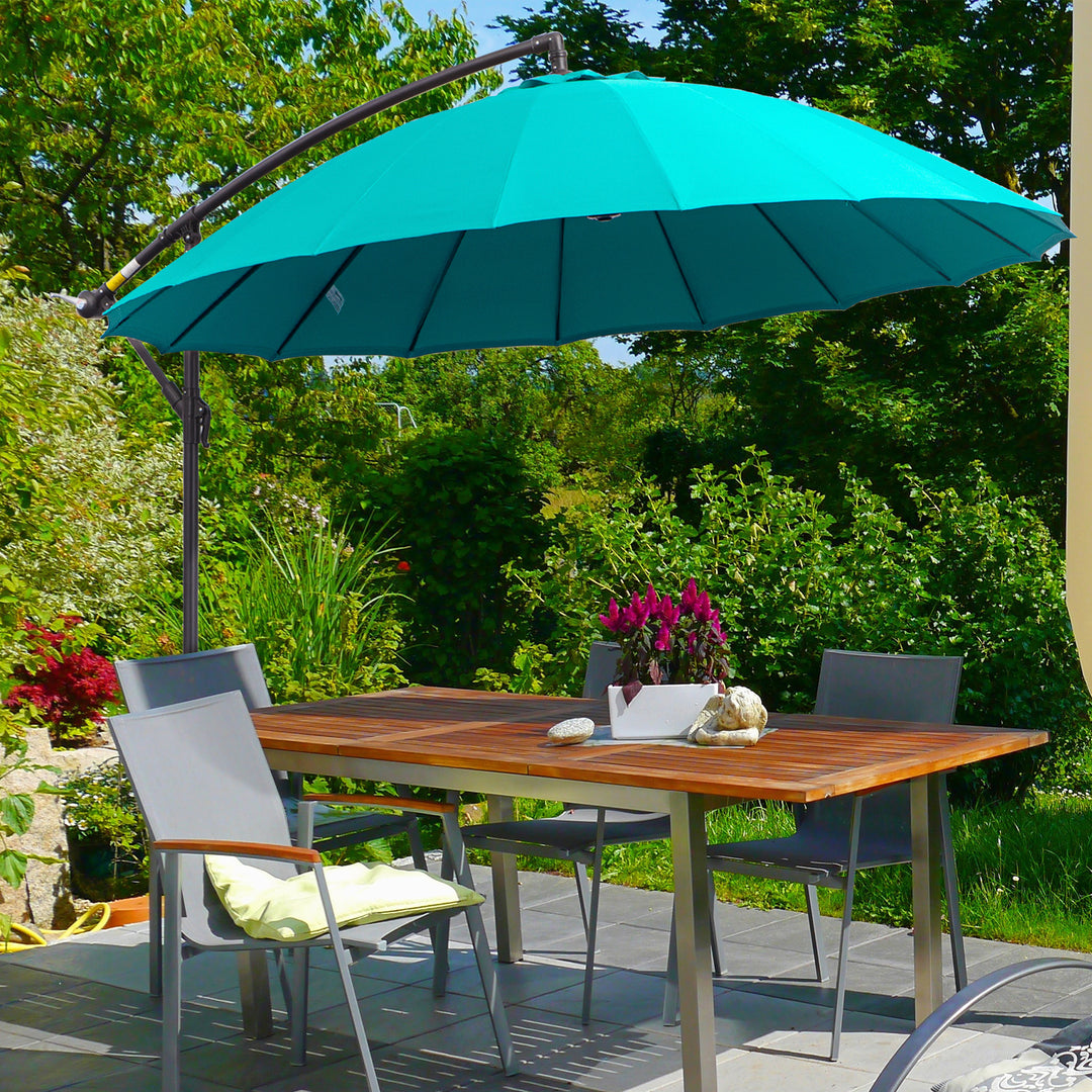 Waterproof 3(m) Cantilever Shanghai Parasol Garden Hanging Banana Sun Umbrella w/ Crank Handle