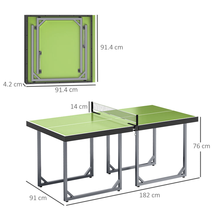 182cm Mini Tennis Table Folding Ping Pong Table with Net Multi-Use Table for Indoor Outdoor Game