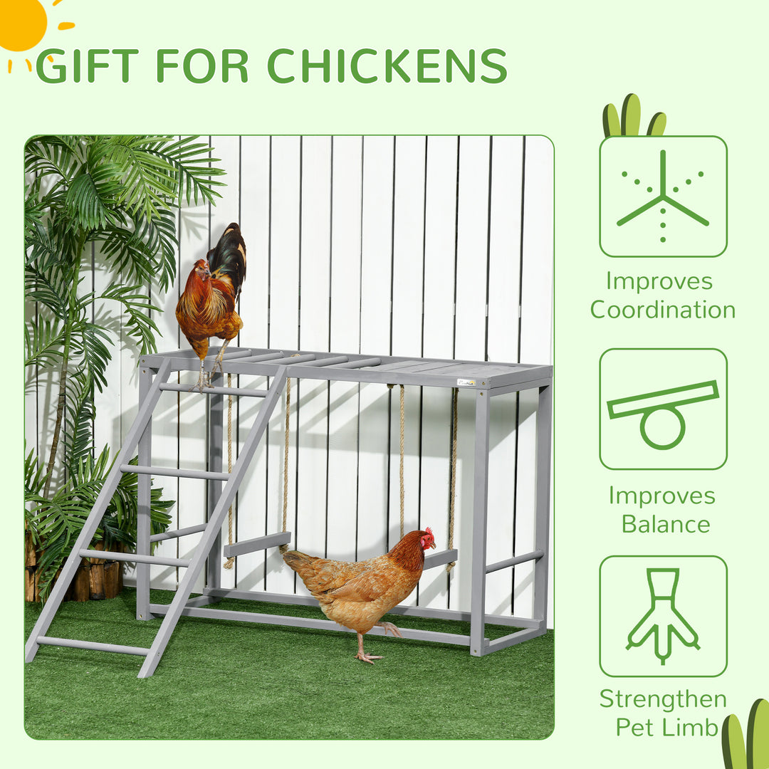 Wooden Chicken Coop Activity Centre with Swing Set for 3-4 Birds