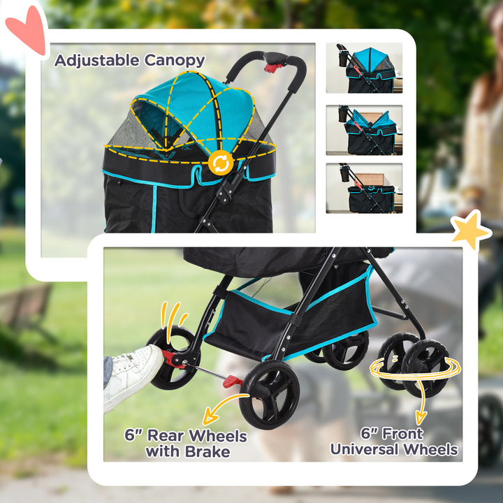 Dog Stroller Dog Pram Cat Stroller with Cup Holder