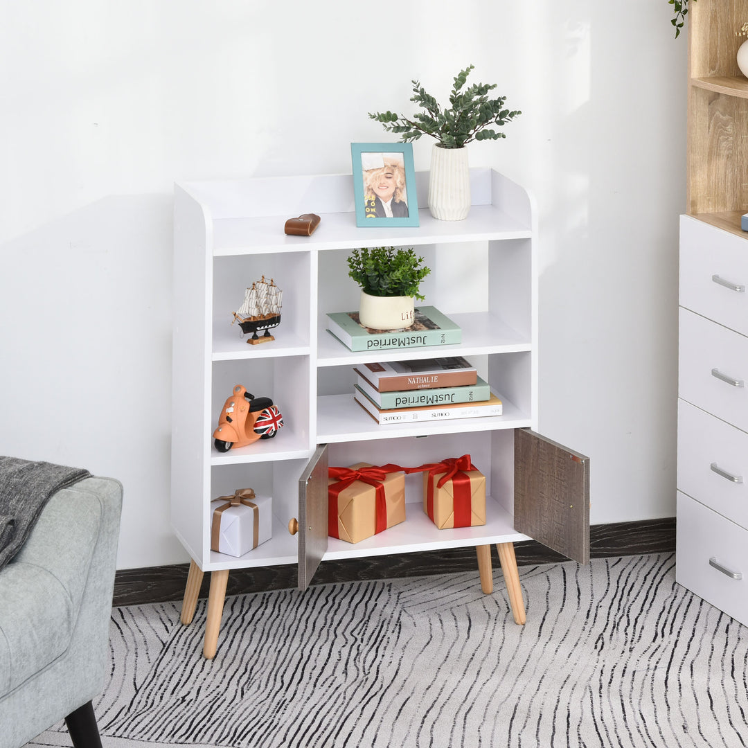 HOMCOM Modern Wood-Legged Bookcase, White