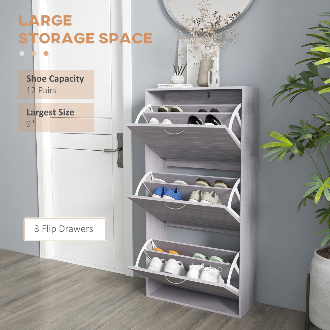 HOMCOM Shoe Storage Cabinet with 3 Flip Drawers