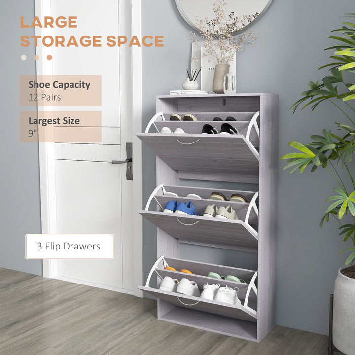 HOMCOM Shoe Storage Cabinet with 3 Flip Drawers