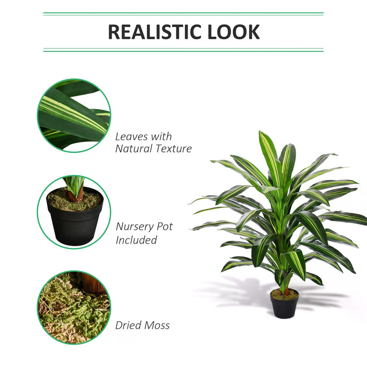 110cm/3.6FT Artificial Dracaena Tree Decorative Plant 40 Leaves with Nursery Pot