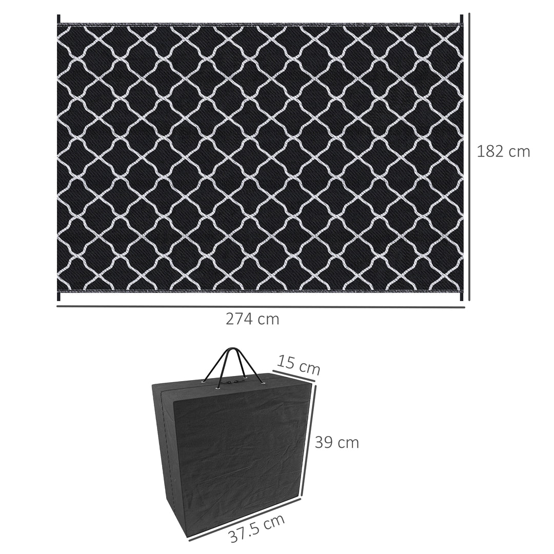 Reversible Plastic Straw Outdoor Rug w/ Carry Bag & Ground Stakes