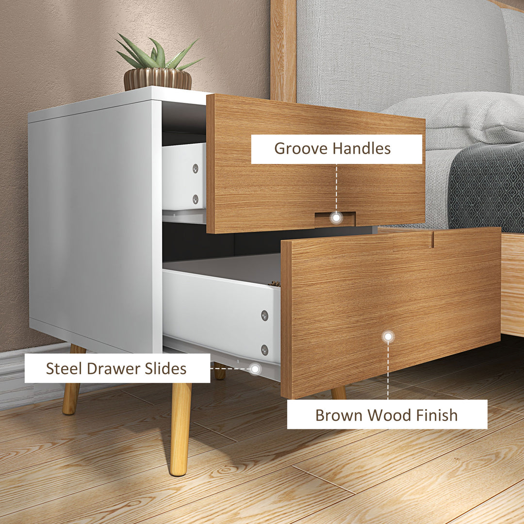 HOMCOM Wood Effect - Drawer Bedside Table - Brown/White