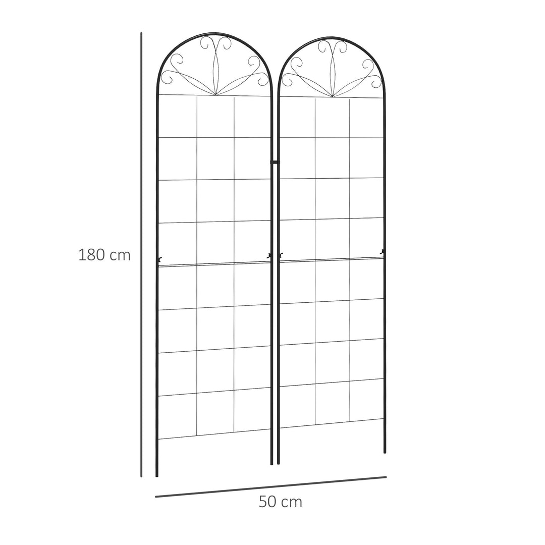 Set of 2 Metal Garden Trellises: Climbing Plant Support Frames