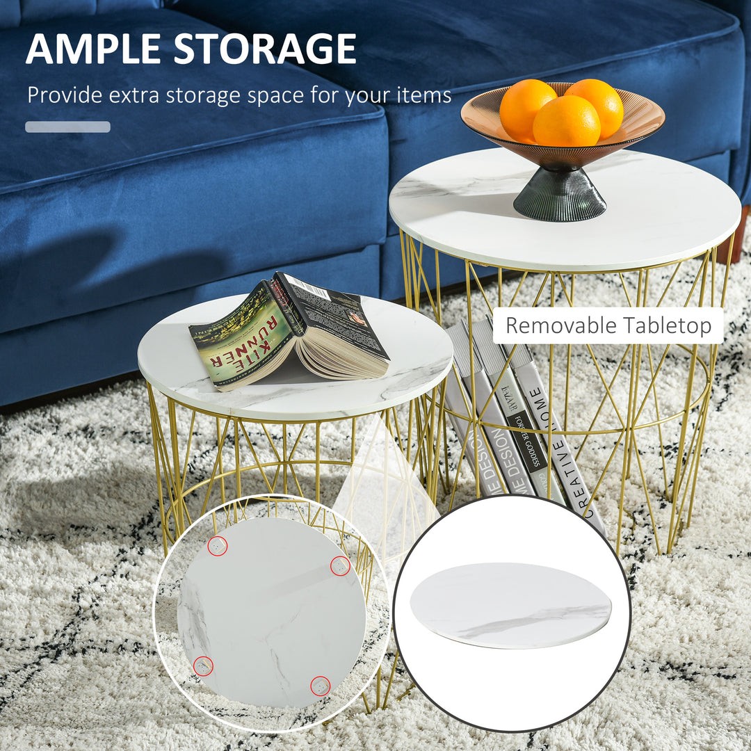 HOMCOM Set of 2 Nesting Tables with Storage