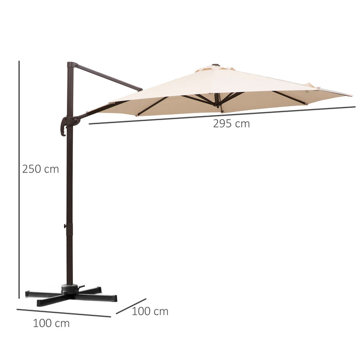 Banana Parasol 3M Cantilever Umbrella with Cross Base