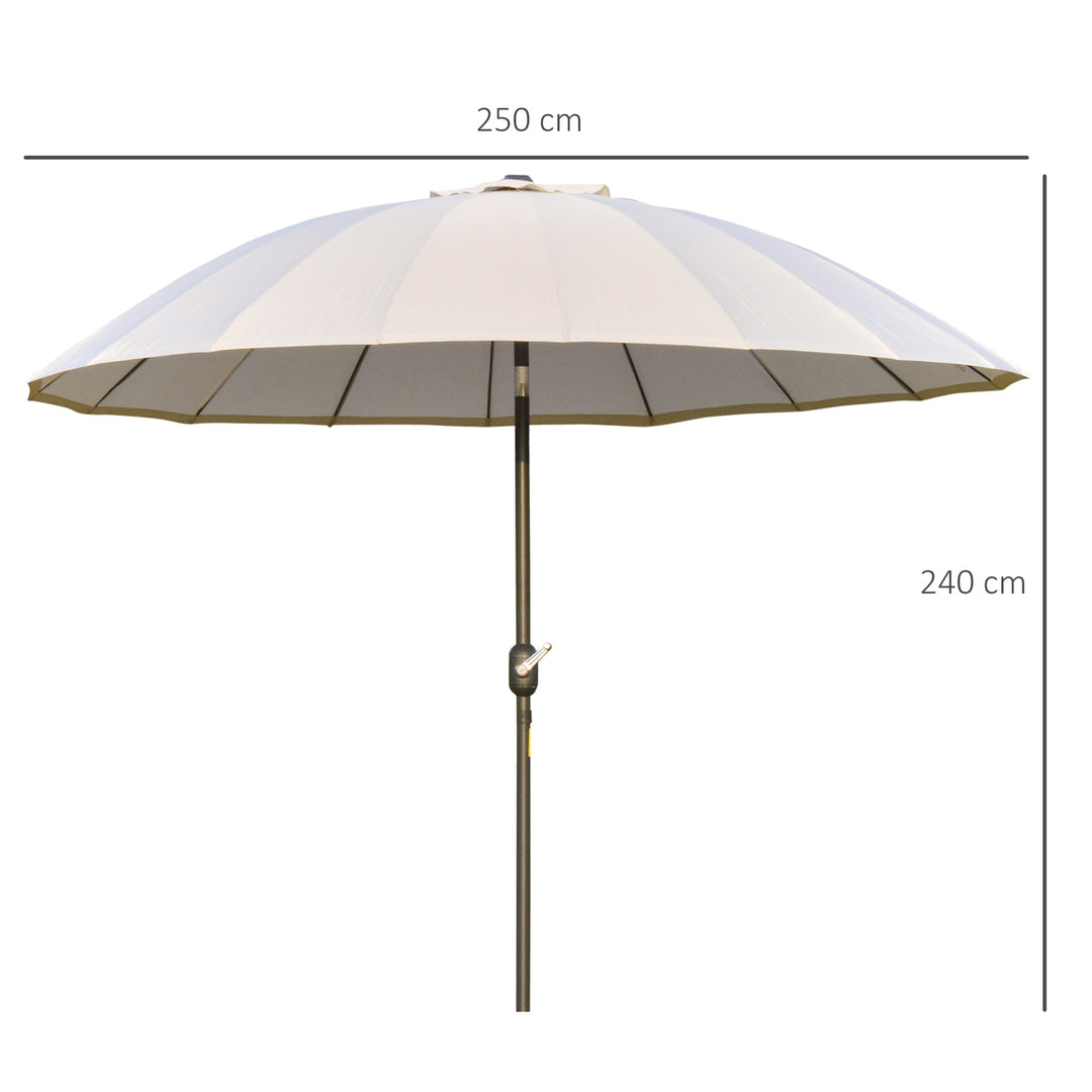 Waterproof 255cm Patio Parasol Umbrella Outdoor Market Table Parasol with Push Button Tilt Crank and Sturdy Ribs for Garden