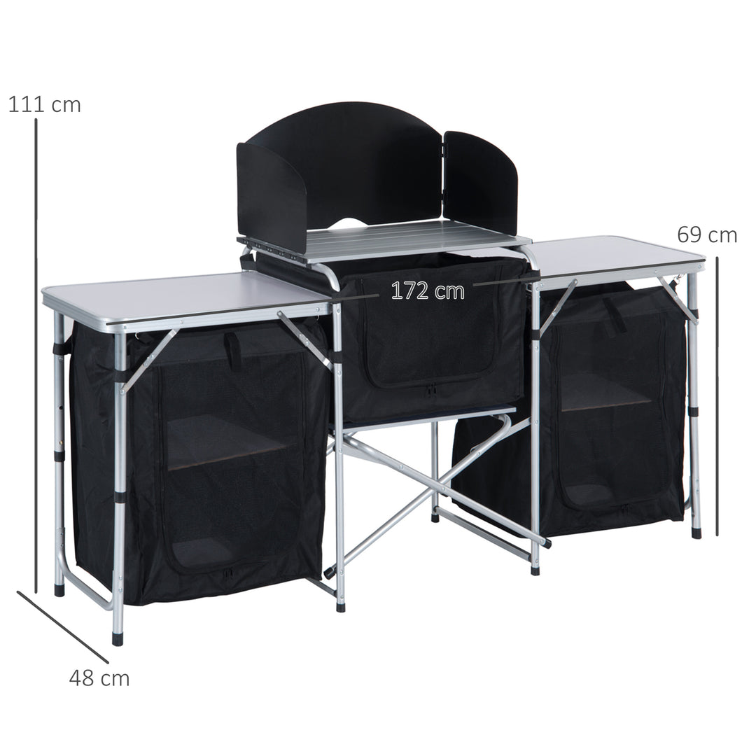 Portable Folding Camping Kitchen Table with Windscreen