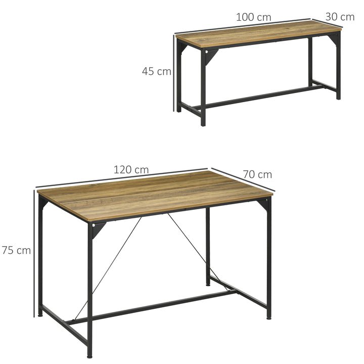 Dining Duet: Space-Efficient Table and 2 Benches Set