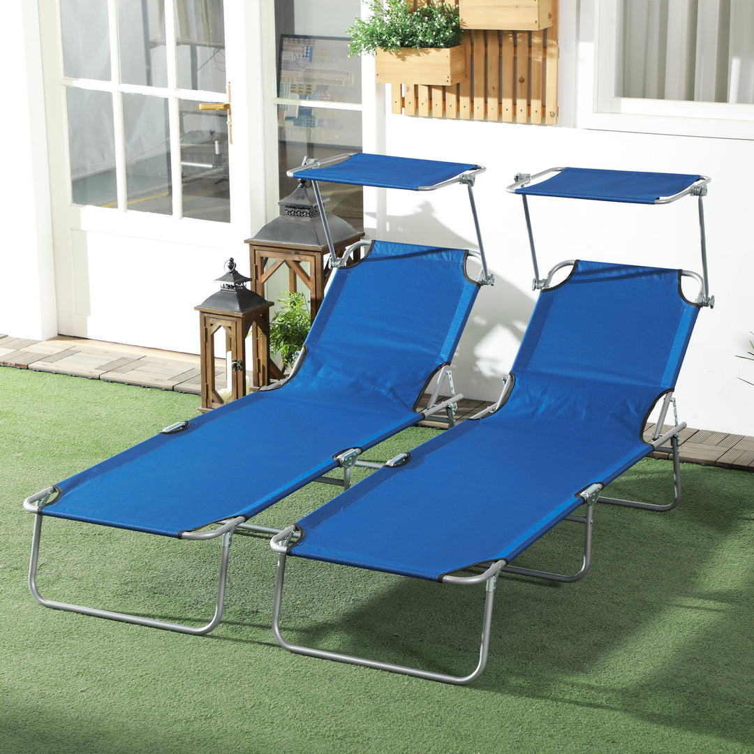 Outdoor Foldable Sun Lounger Set of 2