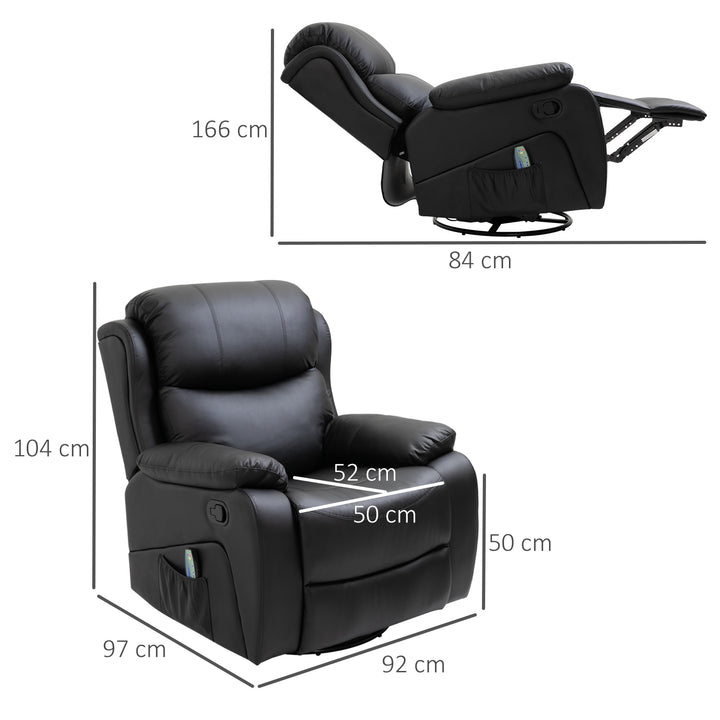 PU Leather Reclining Chair with 8 Massage Points and Heat