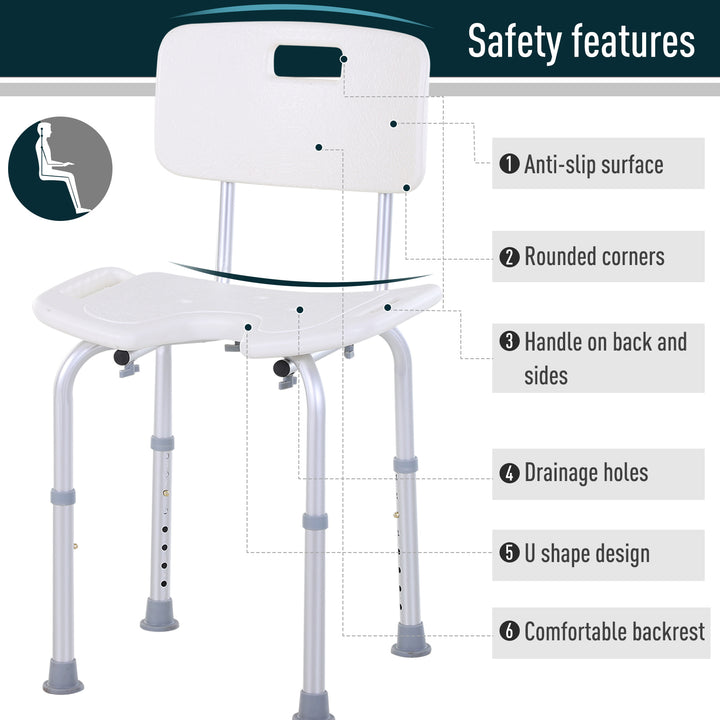 8-Level Height Adjustable Bath Stool Spa Shower Chair Aluminum w/ Non-Slip Feet and Handle