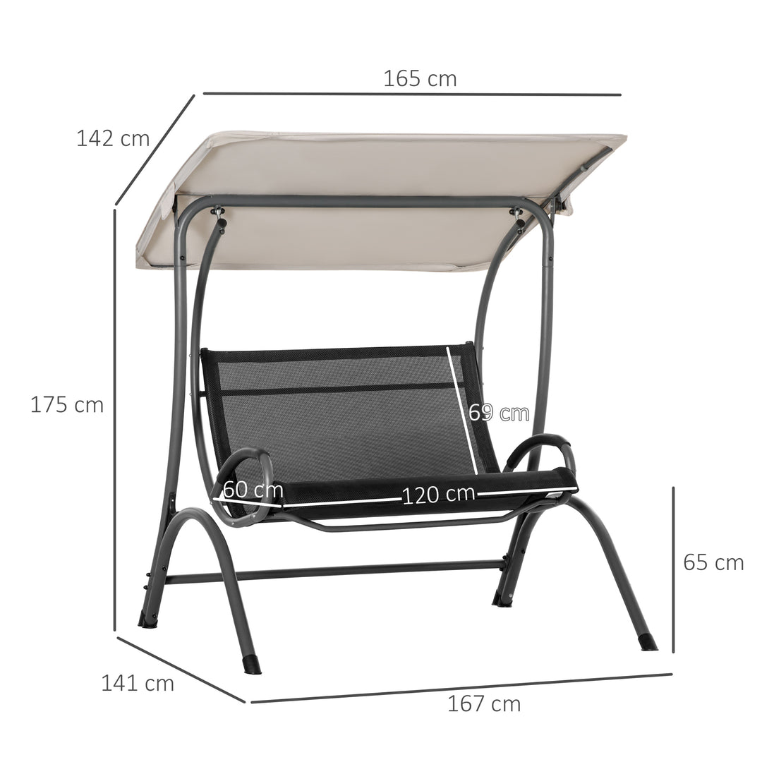 2 Seater Garden Swing Chair Outdoor Hammock Bench w/ Adjustable Tilting Canopy