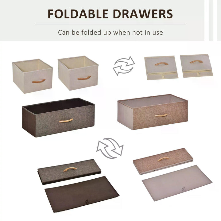 Dresser Fabric Drawers w/ 4 Linen-Feel Foldable Drawers & Metal Frame for Storage in Dining & Living Room