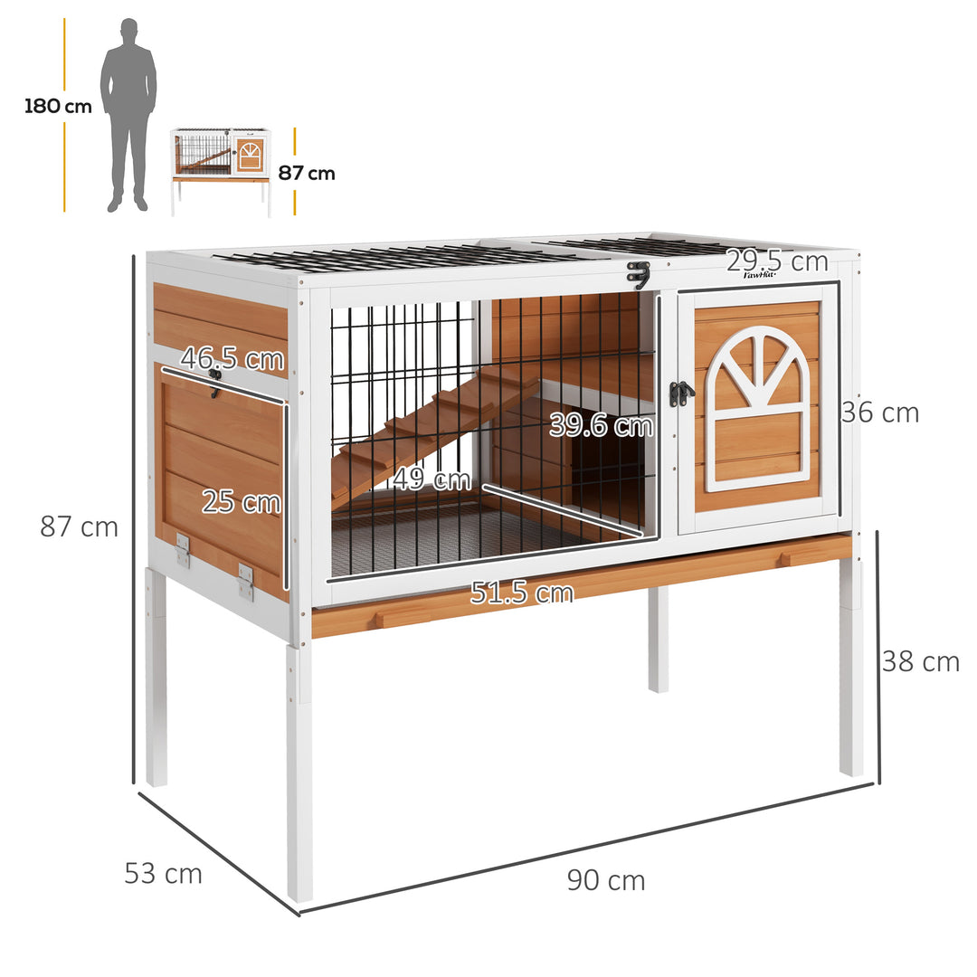 Rabbit Hutch: Wooden Cage with Removable Tray & Openable Roof