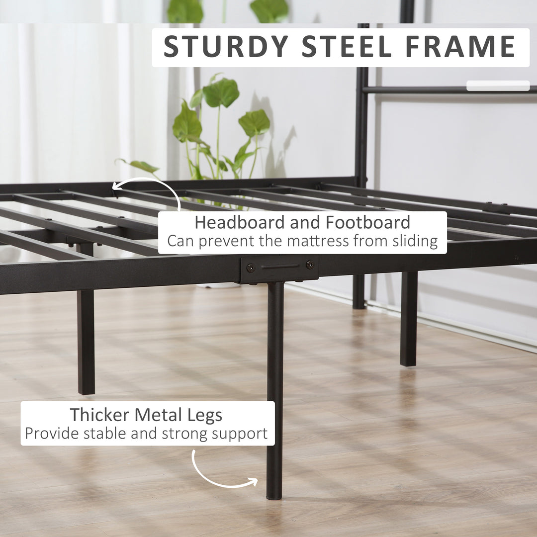 Double Metal Bed Frame with Headboard and Footboard