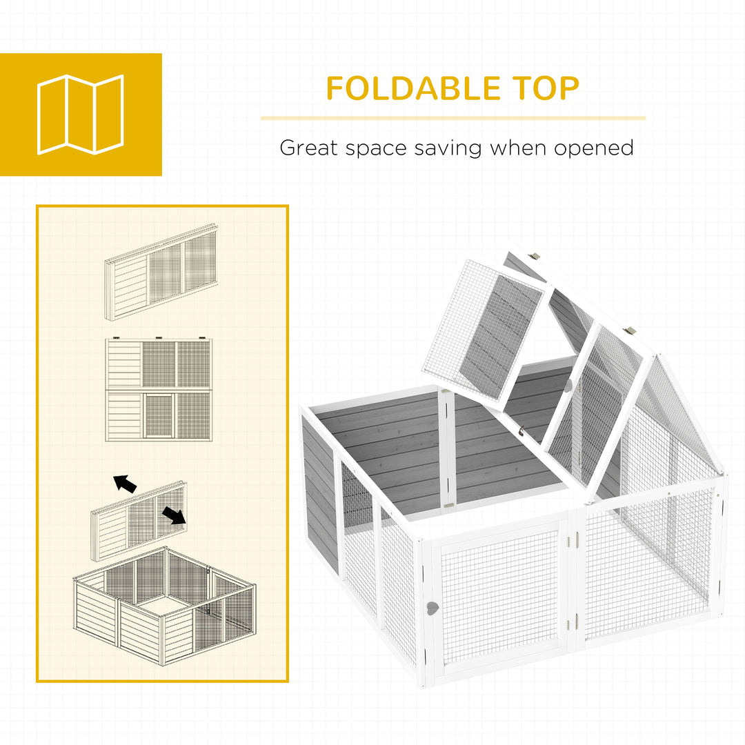 Rabbit Hutch with Openable Foldable Roof