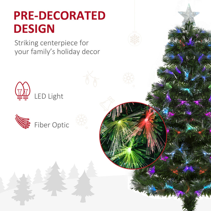 HOMCM 1.2m Tall Artificial Tree Fiber Optic Colorful LED Pre-Lit Holiday Home Christmas Decoration with Flash Mode