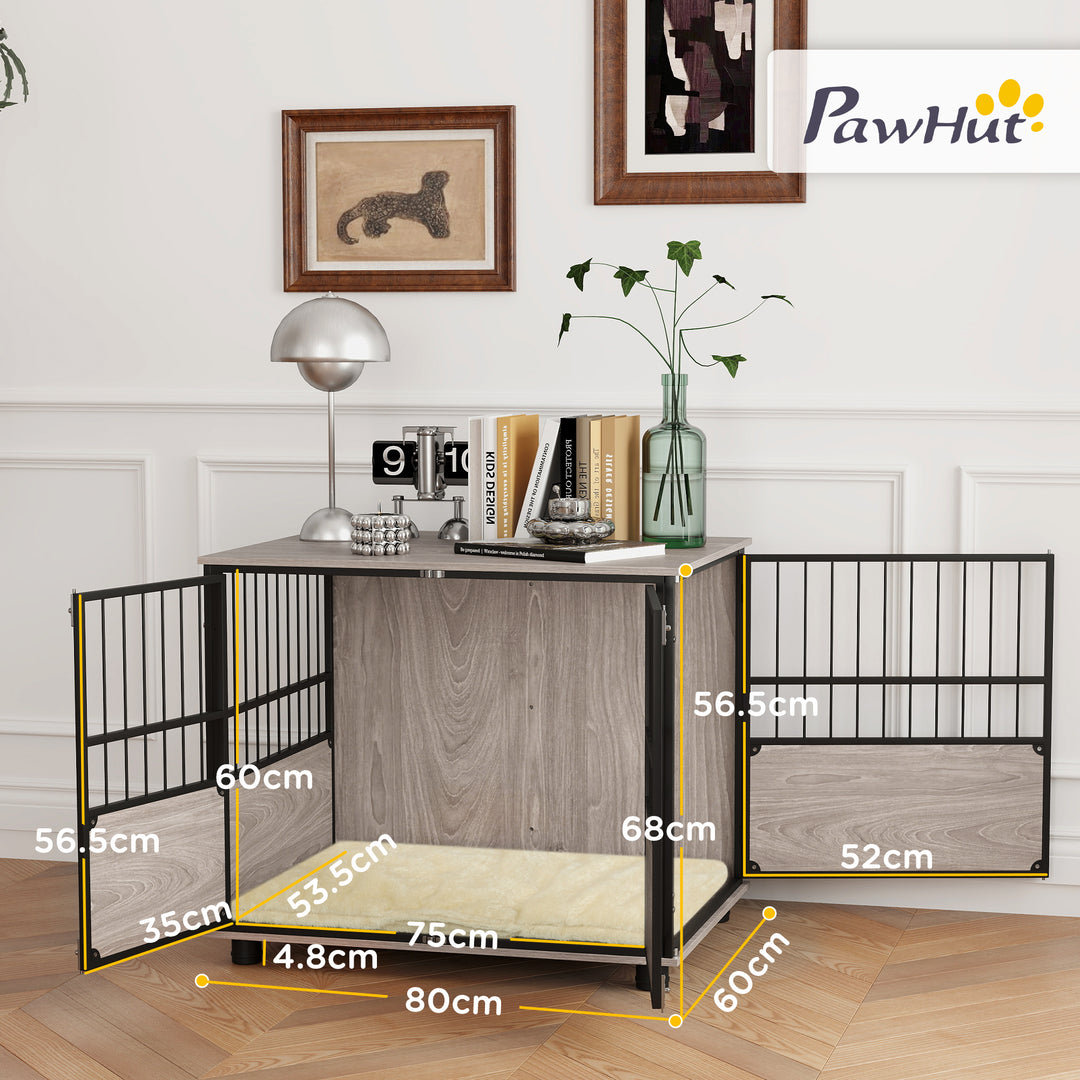 XL Dog Crate Dog Cage End Table Indoor with 3 Doors Soft Washable Cushion