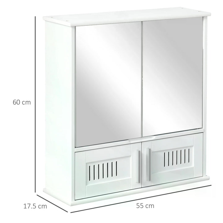 kleankin Wall Mirror Cabinet: Double Door Storage with Adjustable Shelf