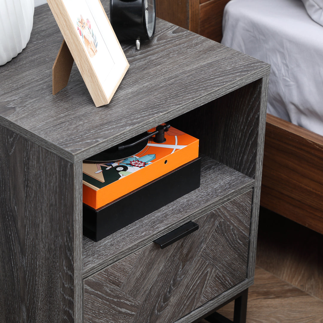 Bedside Cabinets: Dual Nightstands with Drawer & Shelf