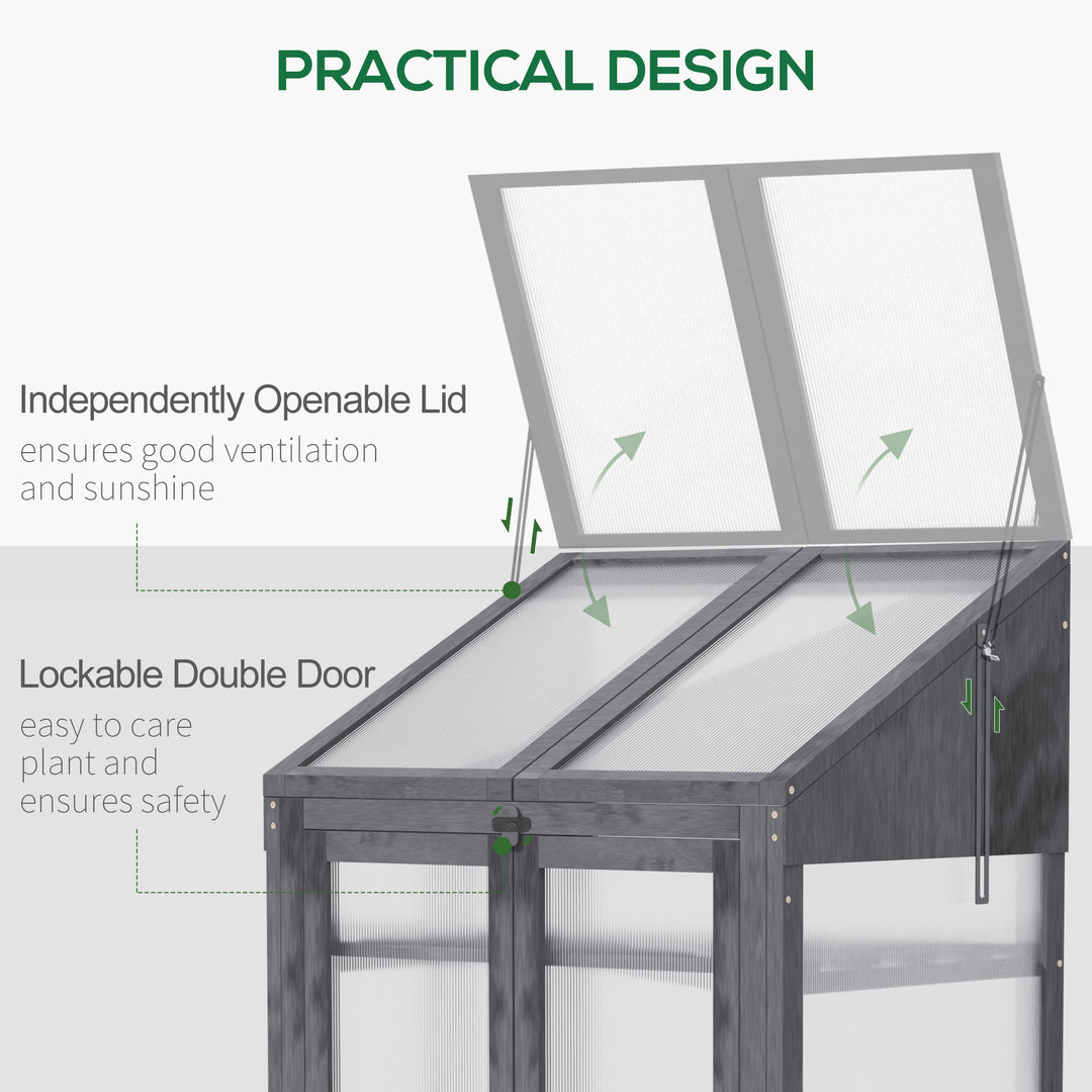 3-Tier Wooden Cold Frame Greenhouse Garden Grow House w/ Polycarbonate Glazing