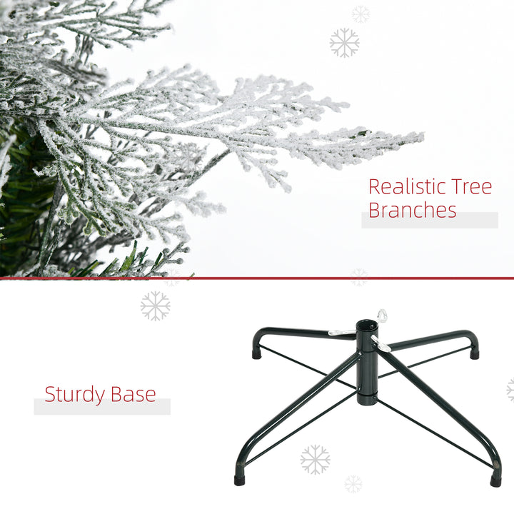 Pencil Snow Flocked Artificial Christmas Tree with Realistic Cypress Branches