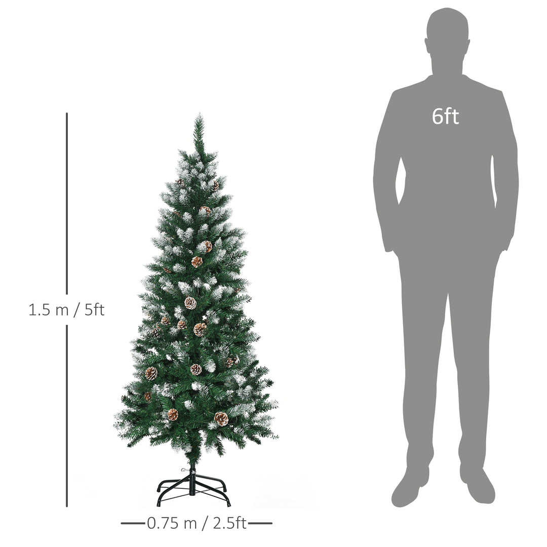 5 Foot Snow Artificial Christmas Tree with Realistic Branches