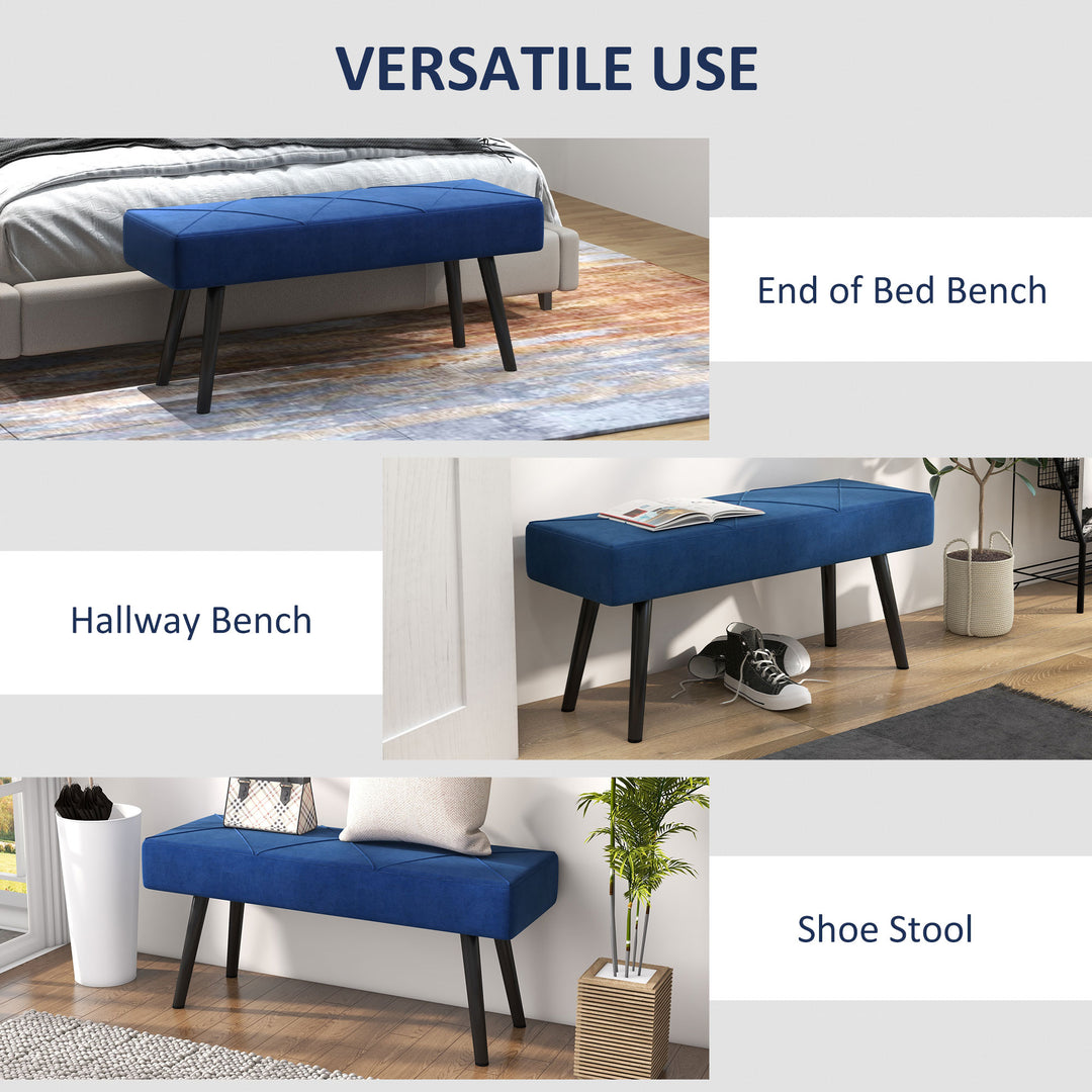 Upholstered Bedroom Bench with X-Shape Steel Legs