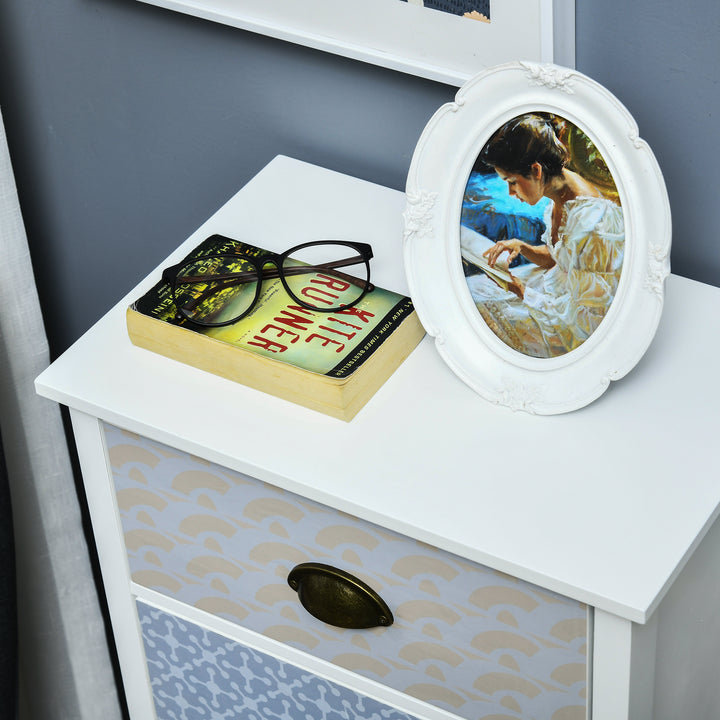 Tallboy Chest with 5 Drawers, Metal Handles