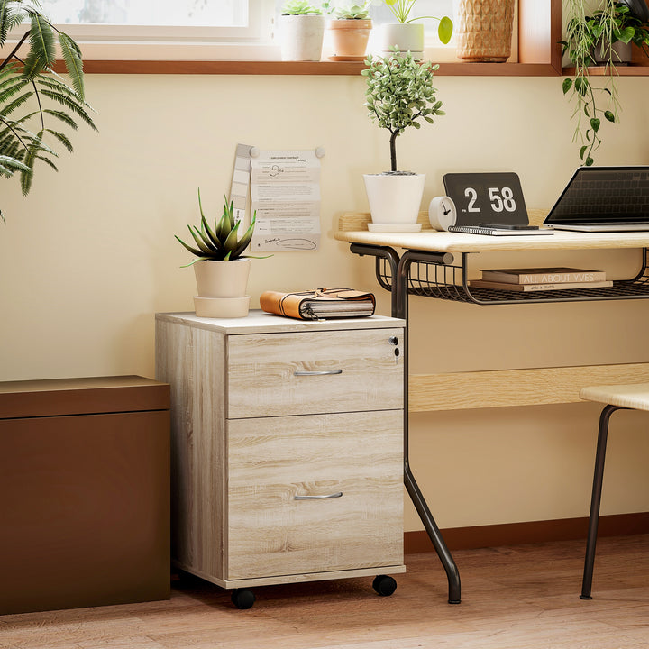 Two Drawer Lockable Filing Cabinet - Wood-Effect