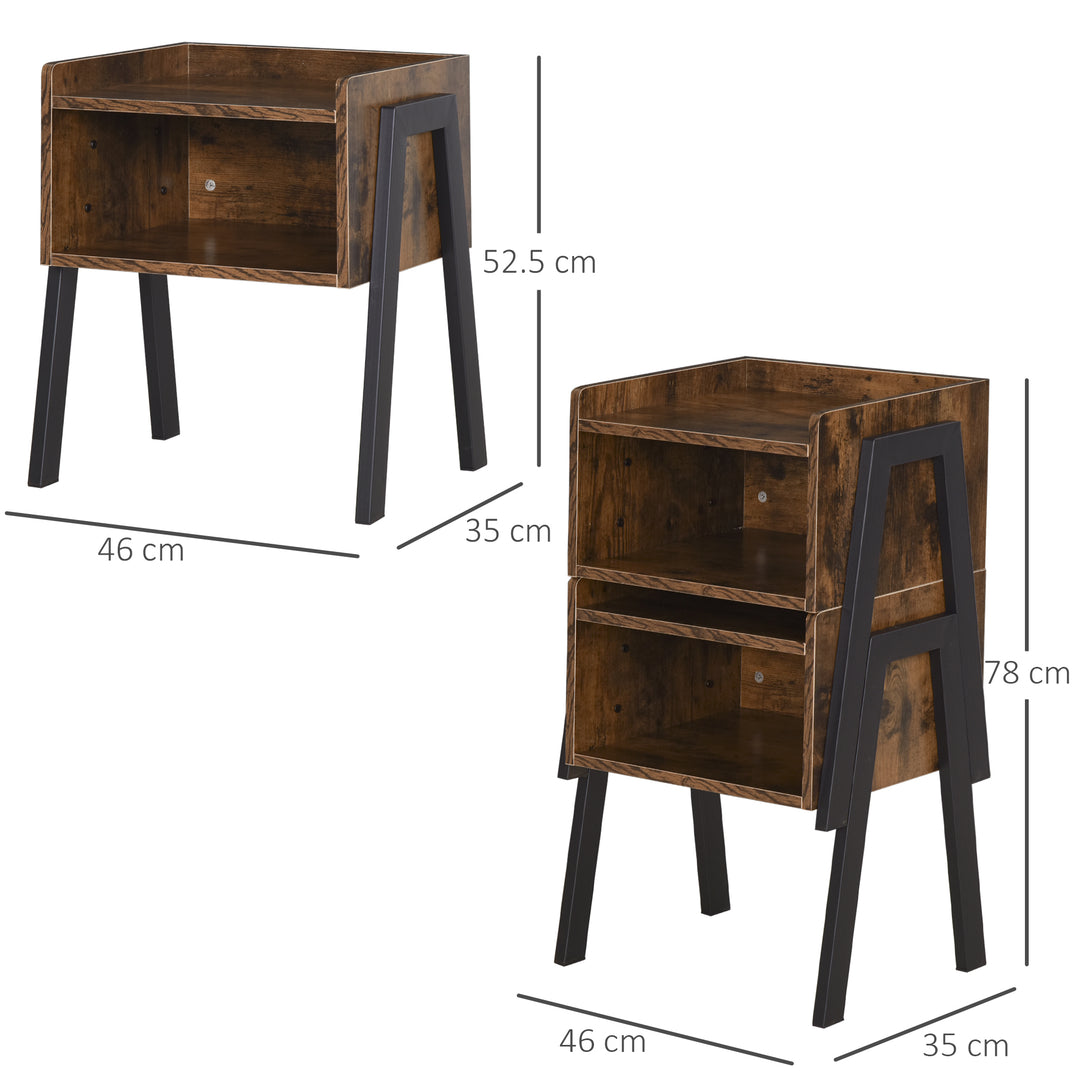 HOMCOM Set Of 2 Industrial Stacking Side Tables