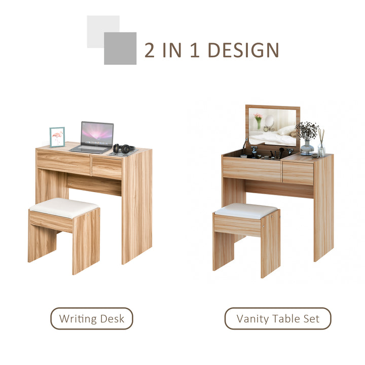 Dressing Table Set with Cushioned Stool