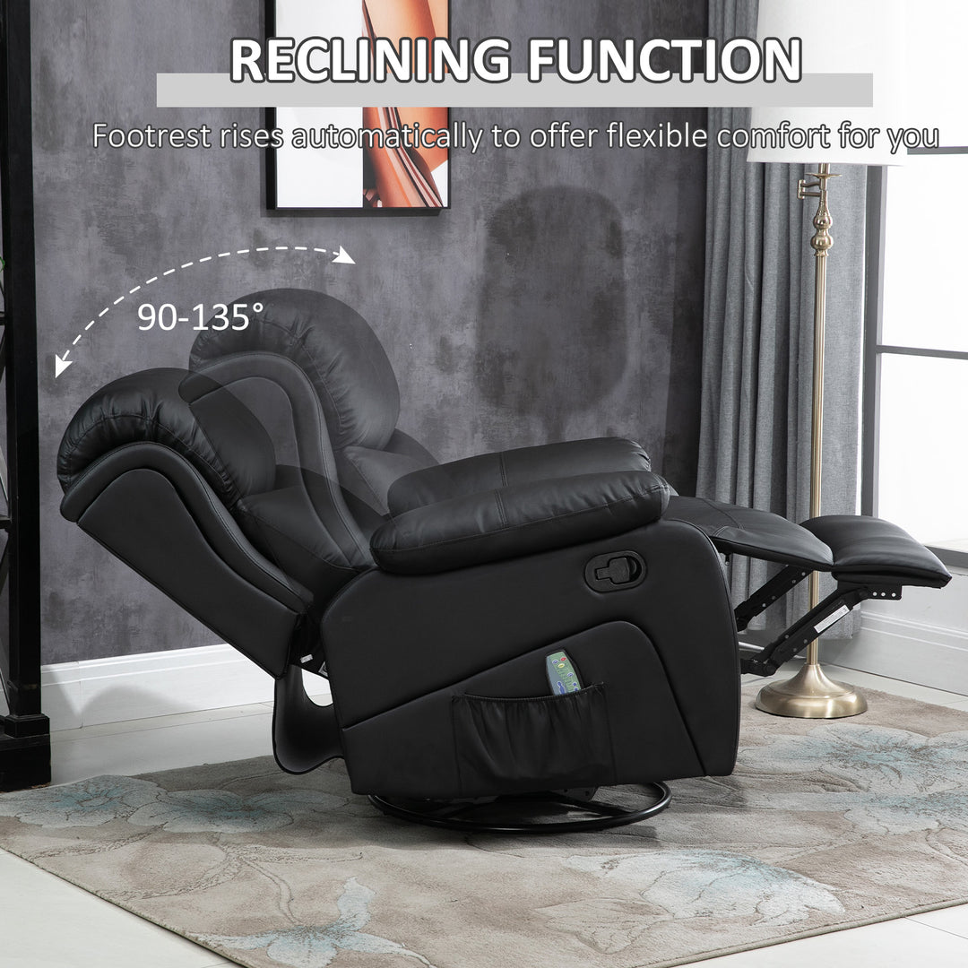 PU Leather Reclining Chair with 8 Massage Points and Heat