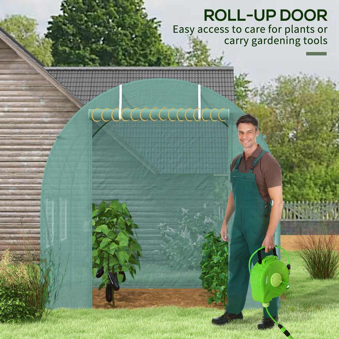 Walk-In Greenhouse Reinforced Polytunnel Greenhouse Garden Plants Grow Waterproof Cover Galvanised Base w/ Slide Door