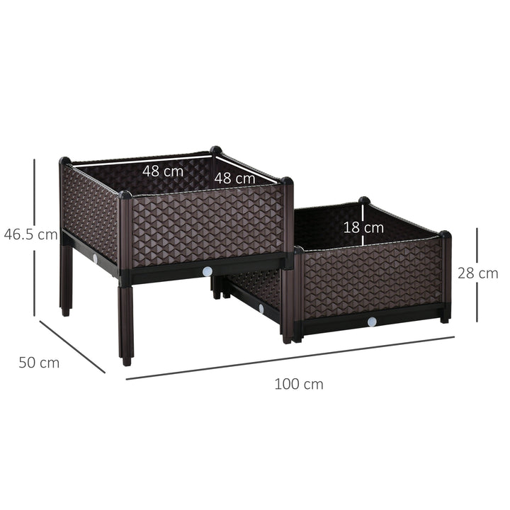 50cm x 50cm x 46.5cm Set of 2 Plastic Raised Garden Bed