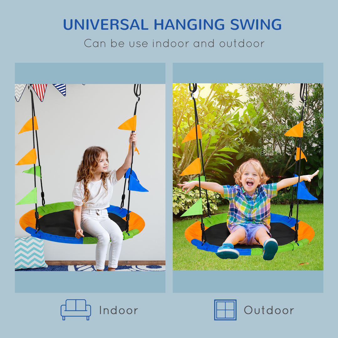 Kids' Tree Swing: Adjustable Rope & Waterproof Seat on Steel Frame for Backyard Play