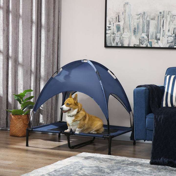 Elevated Dog Bed: Waterproof Mesh with UV Canopy