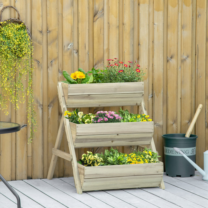 3 Tier Raised Garden Bed Wooden Elevated Planter Box Kit for Flower