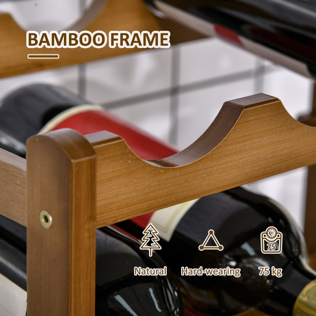 Free Standing Bamboo Wine Rack with 16 Bottles Holder