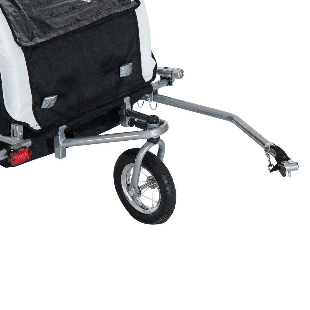 Bike Trailer 2-Seater for Bicycle Baby Child Multifunctional Carrier in Steel Frame (Black and White)