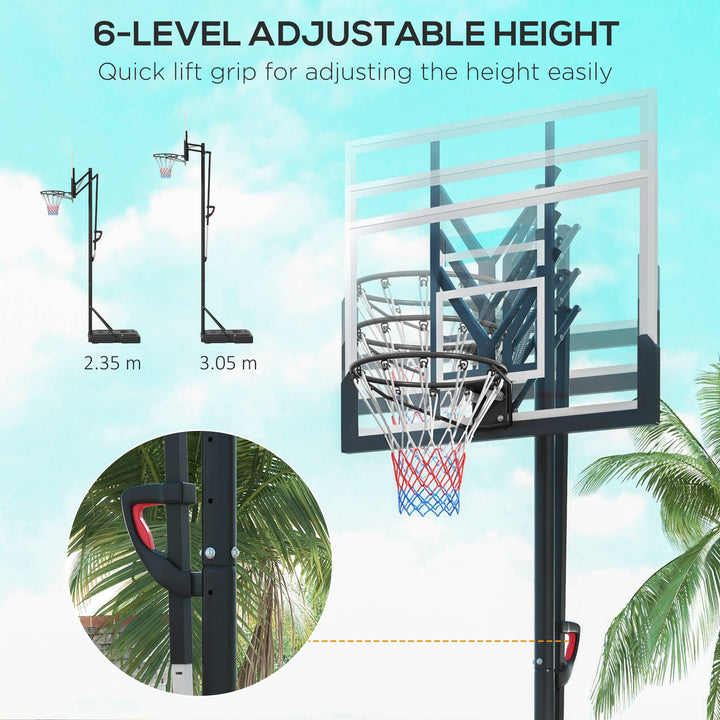 6 Level Height Adjustable Freestanding Basketball Hoop and Stand with Wheels